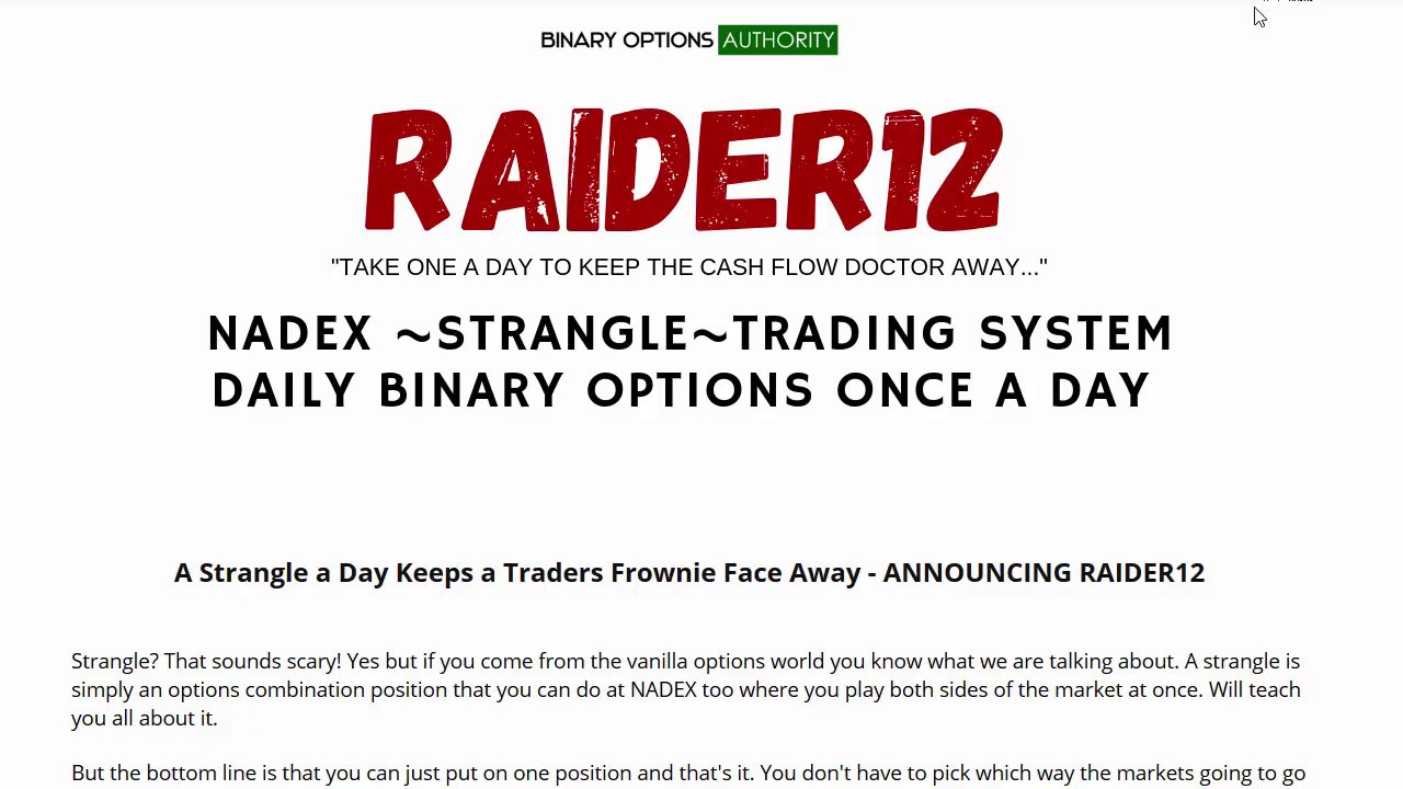 BinaryOptionX's tweet card. RAIDER12 NADEX STRANGLE Trading System Daily Review and Overview