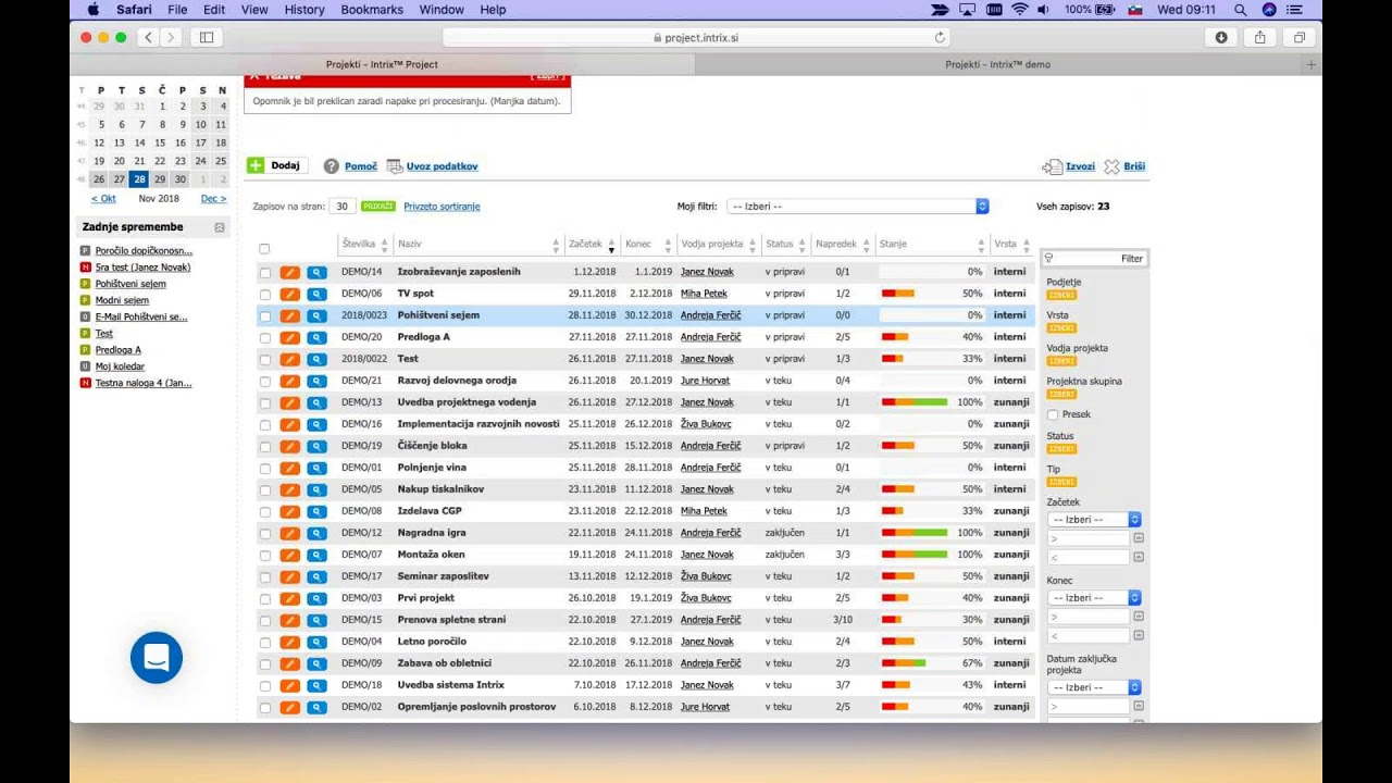 intrix's tweet card. Vodenje projektov v enem urejenem sistemu Intrix Project (28. 11....