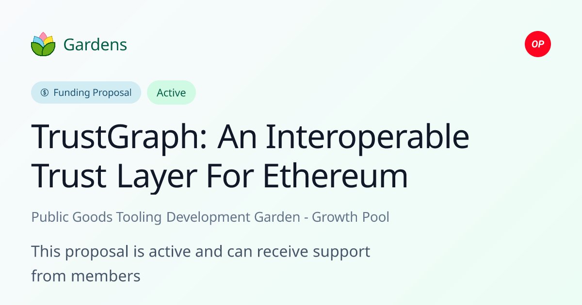 gardens_fund's tweet card. This proposal is active and can receive support from members