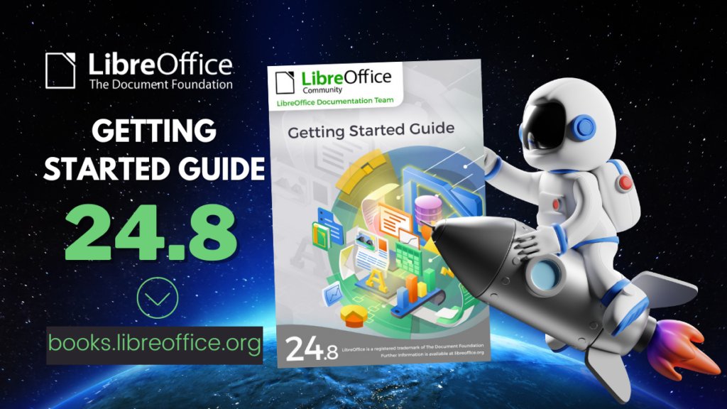LibreOfficear's tweet card. The book is released on time for the new LibreOffice 24.8 release. The community members of the LibreOffice documentation team are happy to announce the immediate availability of the Getting Started...