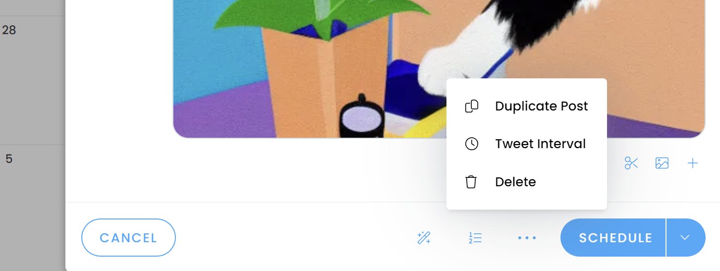 threadcreator's tweet card. Now you can easily duplicate posts, allowing you to re-use older content. Simply click the (...) button in the bottom when creating a post, and click