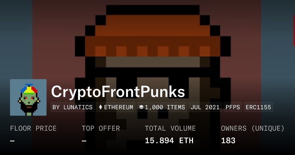 CryptoFrontPunk's tweet card. CryptoPunks created from a frontal perspective.