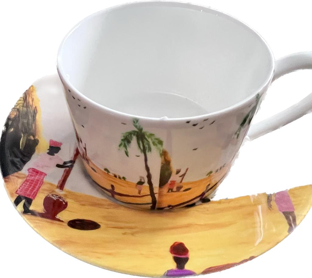 AdoleDesign's tweet card. Adole’ Tea Cup and Saucer (Village Print) | ADOLE DESIGN