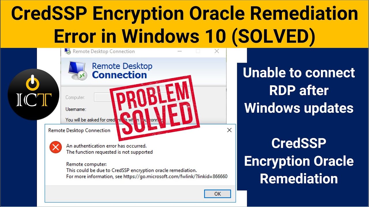 ITComputerTrick's tweet card. Fix CredSSP Encryption Oracle Remediation Error | Remote Desktop...