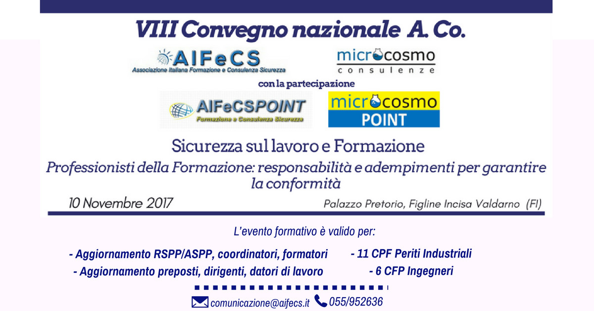 _AIFeCS's tweet card. Il 10 Novembre 2017 a Figline Valdarno (FI) si terrà l'VIII Convegno Nazionale A. Co.