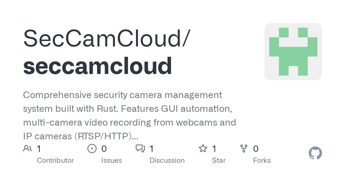 mlauzon's tweet card. Comprehensive security camera management system built with Rust. Features GUI automation, multi-camera video recording from webcams and IP cameras (RTSP/HTTP) using OpenCV, and automatic YouTube up...
