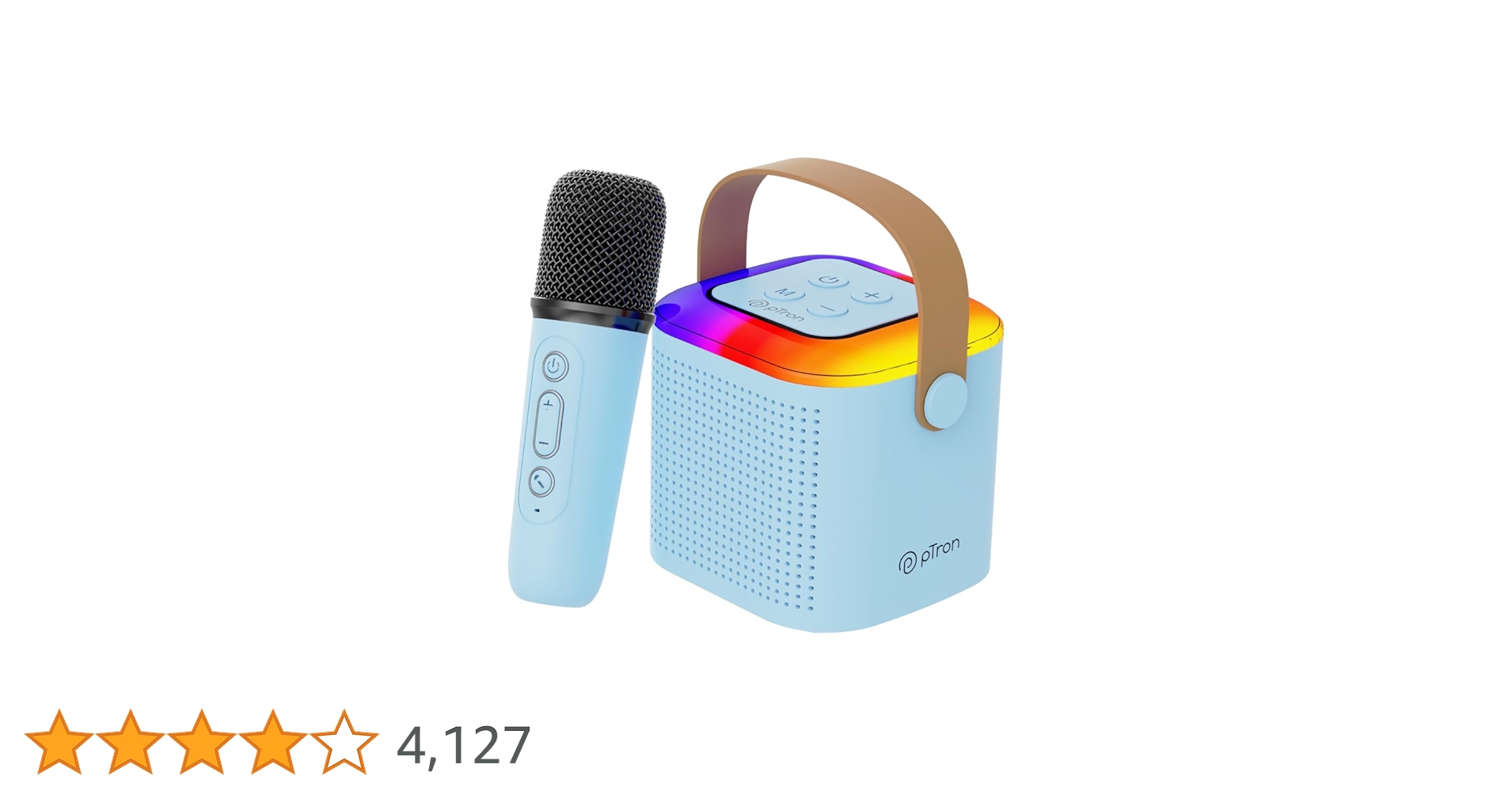 DealZille's tweet card. pTron Newly Launched Fusion Tunes 10W Mini Bluetooth Speaker with Wireless Karaoke Mic, 8Hrs Playtime, Vivid RGB Lights, Voice Effects, Multi-Play Modes BT5.1/TF Card & Type-C Charging Port (Blue)
