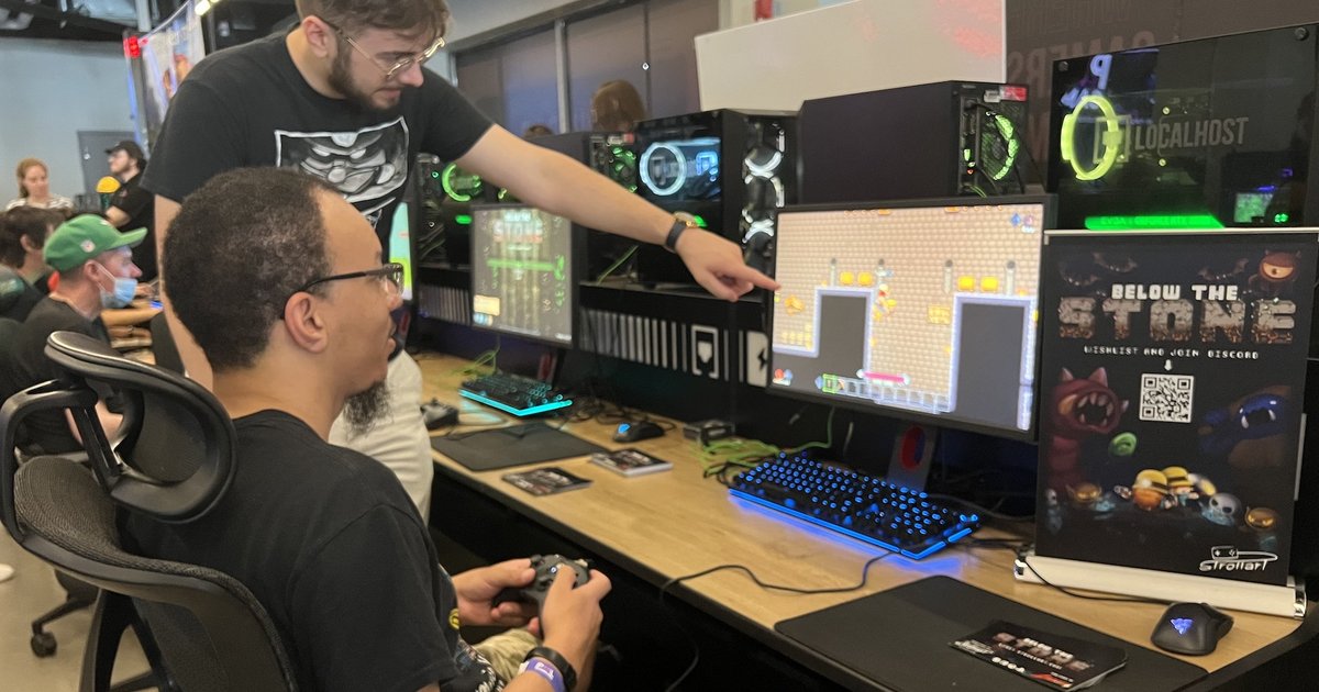 BelowTheStone's tweet card. The Hammonton native describes 'Below the Stone,' which has players control a dwarf who mines a network of caves.