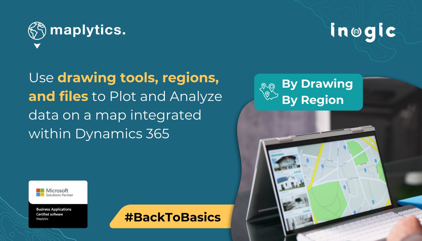 Maplytics's tweet card. By Region and By Drawing options for plotting records on a map are ideal and interesting ways to visualize records on a map