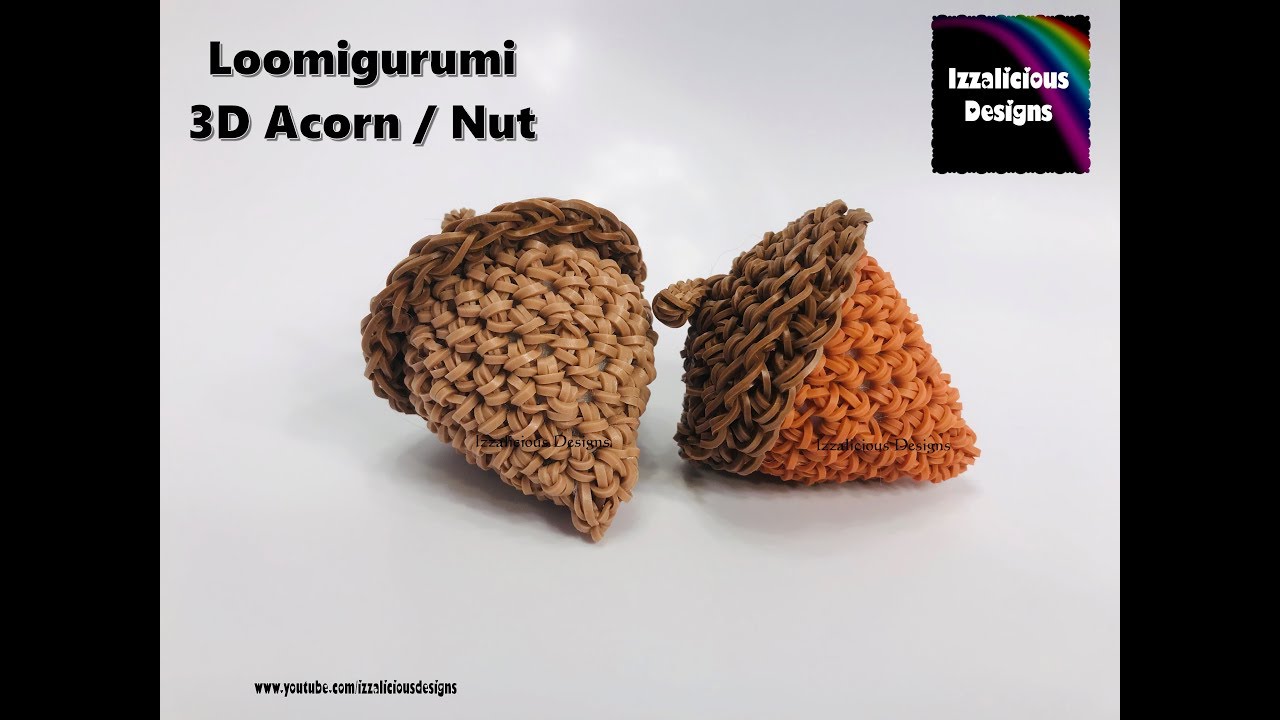 powertripmc's tweet card. Rainbow Loom Loomigurumi Acorn / Loomigurumi Nut made w/ loom bands