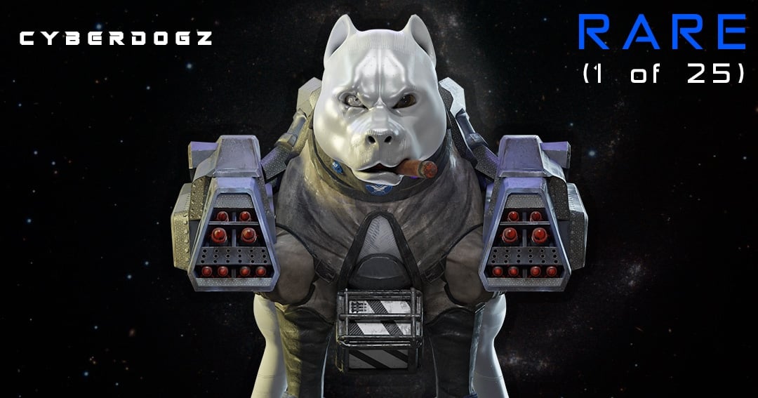 circle_josh's tweet card. Win a Rare (1 of 25) Albino Pitbull CYBERDOGZ NFT. This item is exclusive and not available for direct sale, only via Frozen Capsule random reveals. No purchase necessary. Receive entries for...