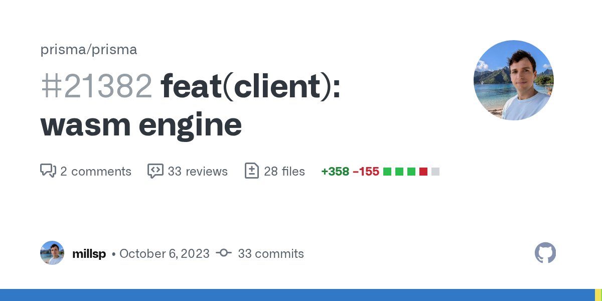 laiso's tweet card. /integration This PR accommodates the upcoming wasm engine. It currently has a dummy query engine for testing that it has the necessary things in place to be able to run the wasm engine. You can ru...