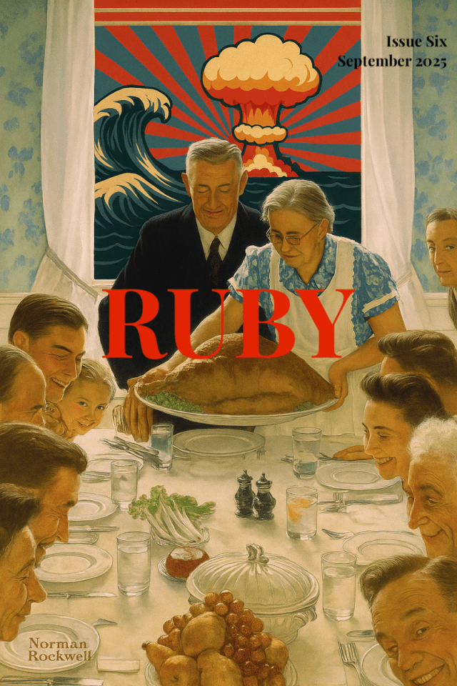 AFB16's tweet card. September 2, 2025 ISSUE SIX BACK TO TOP Sudha Balagopal FICTION Here and There ❦ I hear the double ring at the other end in India—different from the single ring here in the US. For the first minute…