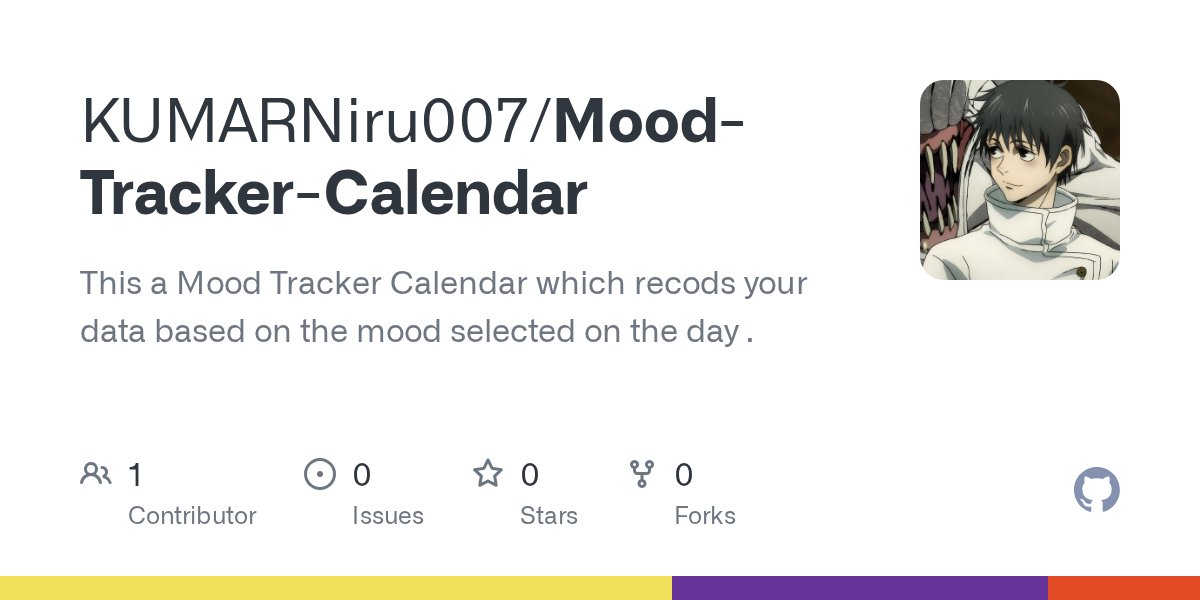 KumarNirupam1's tweet card. This a Mood Tracker Calendar which recods your data based on the mood selected on the day . - KUMARNiru007/Mood-Tracker-Calendar