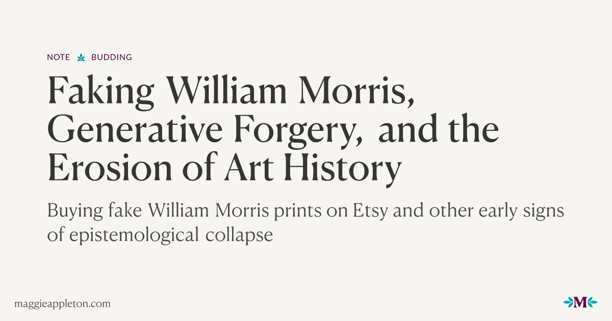 hackdesign's tweet card. Buying fake William Morris prints on Etsy and other early signs of epistemological collapse