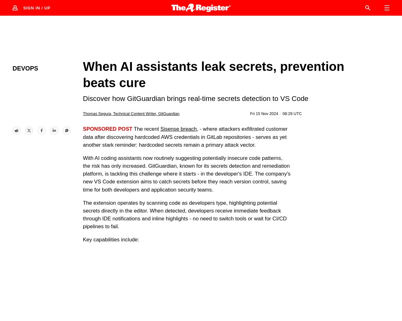 managetech_inc's tweet card. GitGuardianの新しいVS Code拡張機能は、開発者のIDE内でシークレットを検出し、バージョン管理