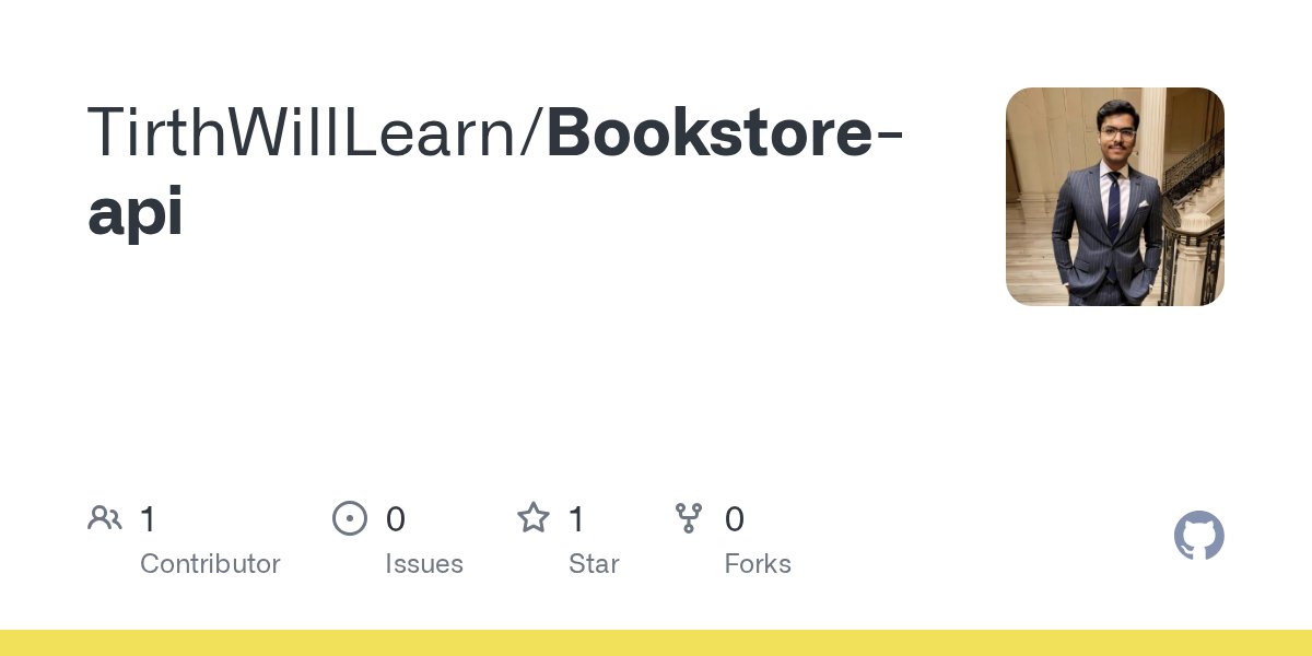 CodeWithTirth's tweet card. Contribute to TirthWillLearn/Bookstore-api development by creating an account on GitHub.