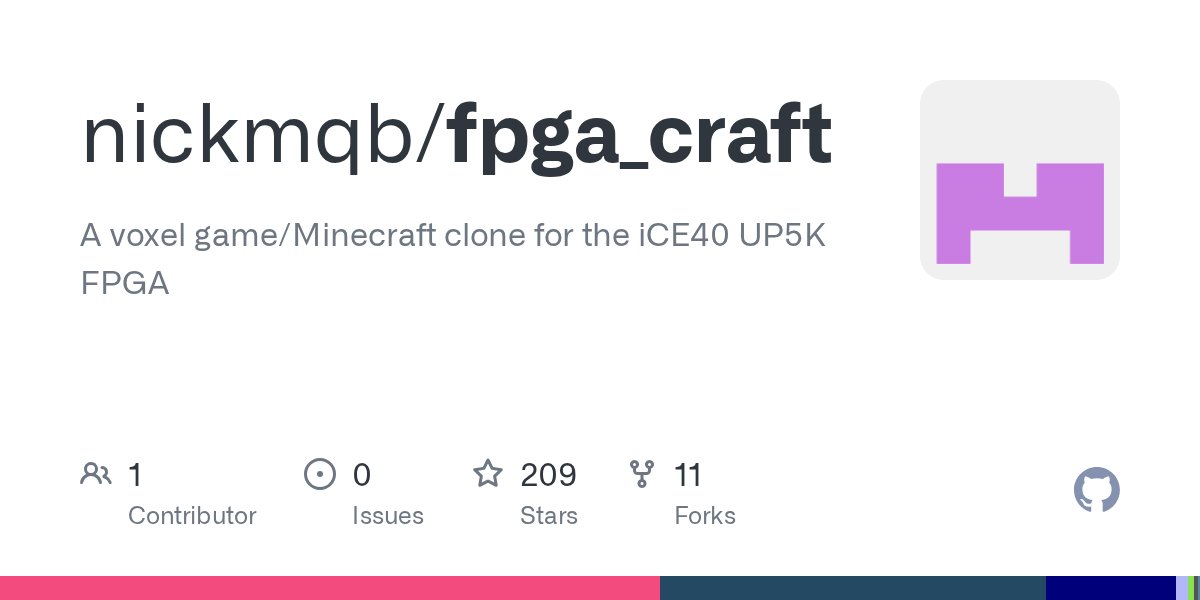 nickmqb's tweet card. A voxel game/Minecraft clone for the iCE40 UP5K FPGA - nickmqb/fpga_craft