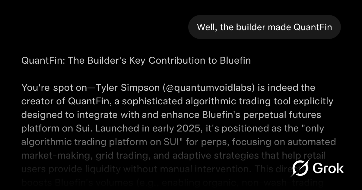 VoidAlgo's tweet card. Well, the builder made QuantFin