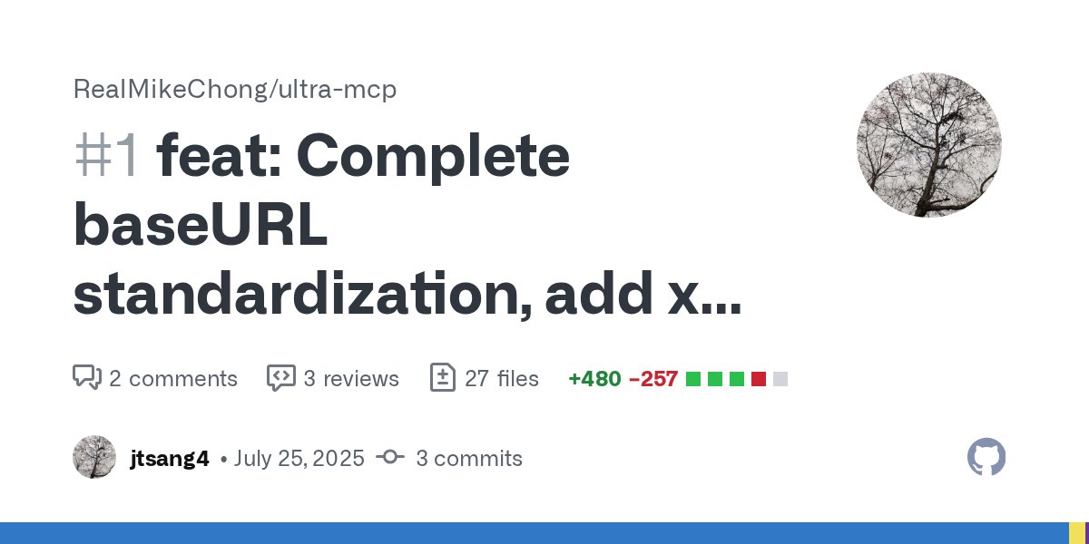 mike_chong_zh's tweet card. Summary This PR completes the baseURL standardization across all providers, adds comprehensive support for xAI Grok provider, and fixes build configuration issues with native dependencies. Changes ...