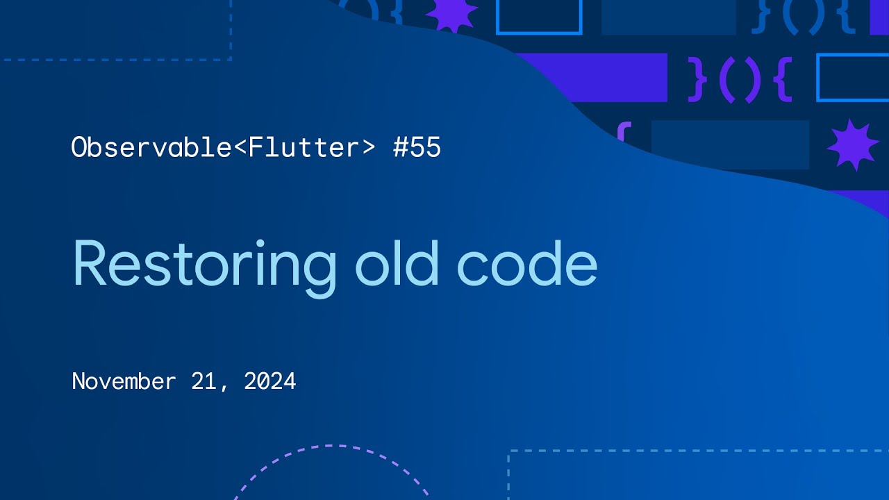 FlutterDev's tweet card. Restoring old code | Observable Flutter #55