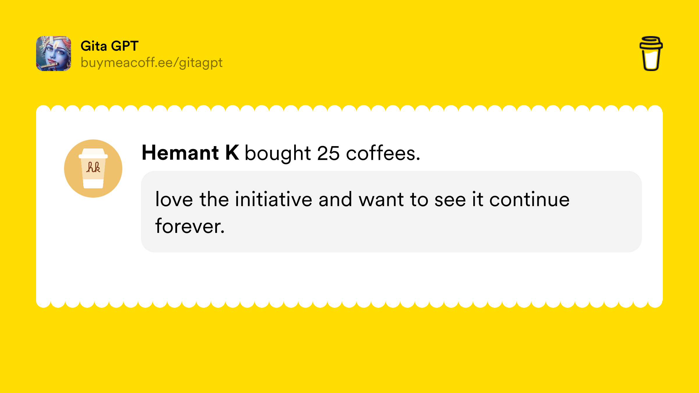 gitagpt's tweet card. Hey 👋 We are the developers for GitaGPT. The money you donate will help keep our servers running.If you have any feedback please send it our way at admin@gitagpt.org.Thank you!