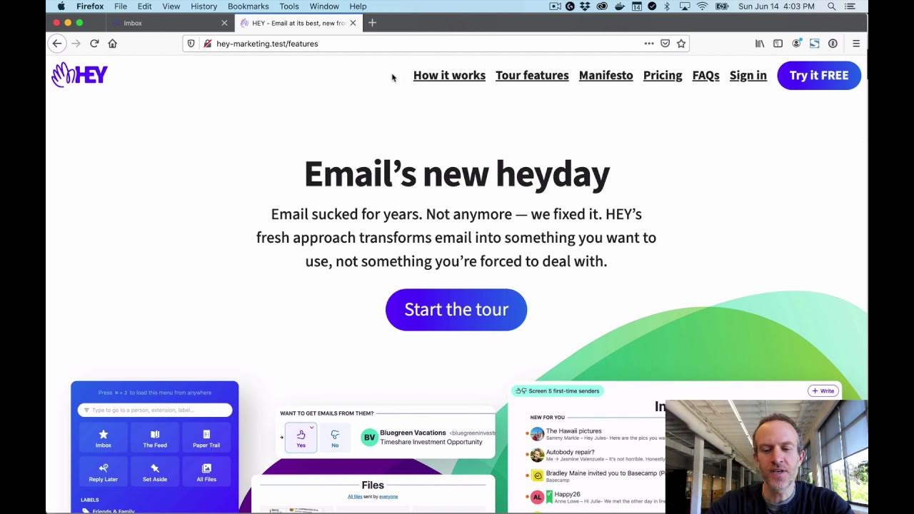 jasonfried's tweet card. Take a tour of HEY