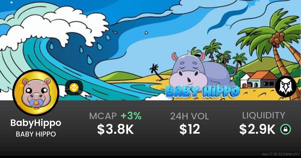 BabyHippo_BSC's tweet card. $0.000000000000009320 BABY HIPPO (BabyHippo) realtime price charts, trading history and info - BabyHippo / WBNB on BSC / PancakeSwap