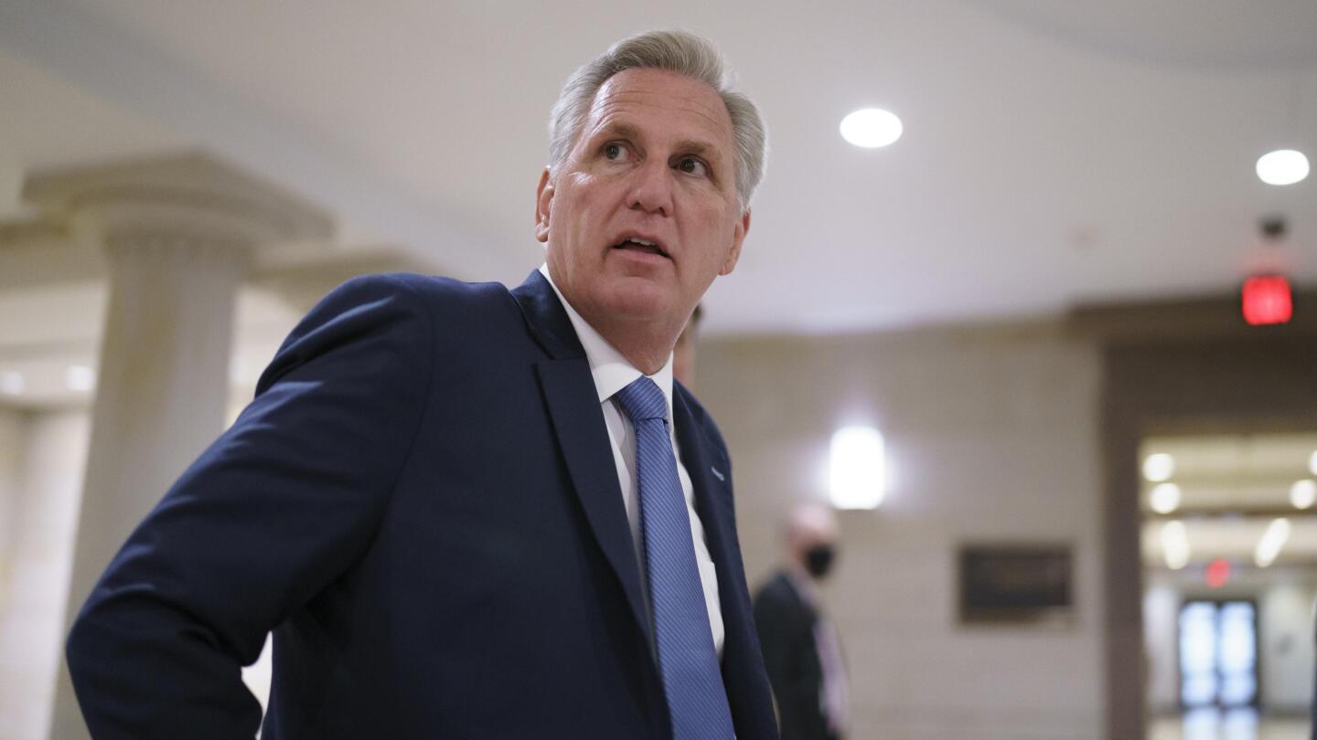 AP's tweet card. House Republican leader Kevin McCarthy and other members of his party are falsely blaming President Joe Biden for higher gasoline and lumber costs ahead of the Memorial Day weekend.