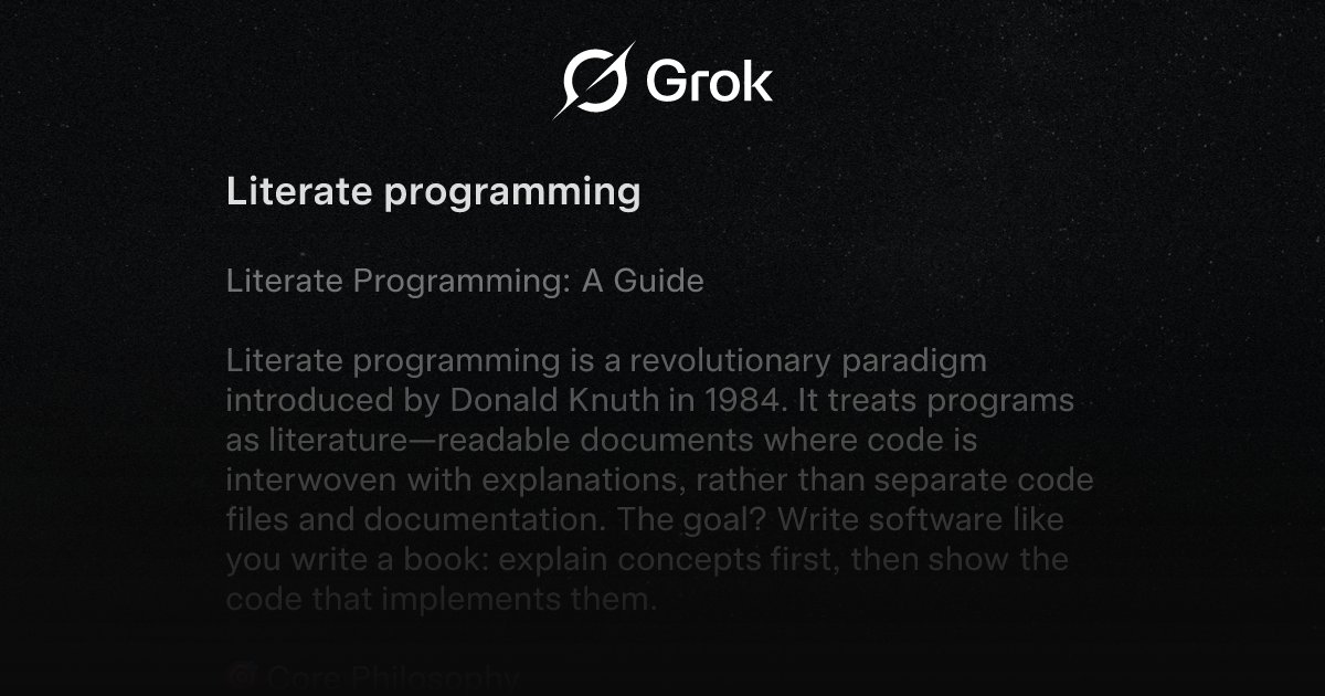 humanist1965's tweet card. Literate programming