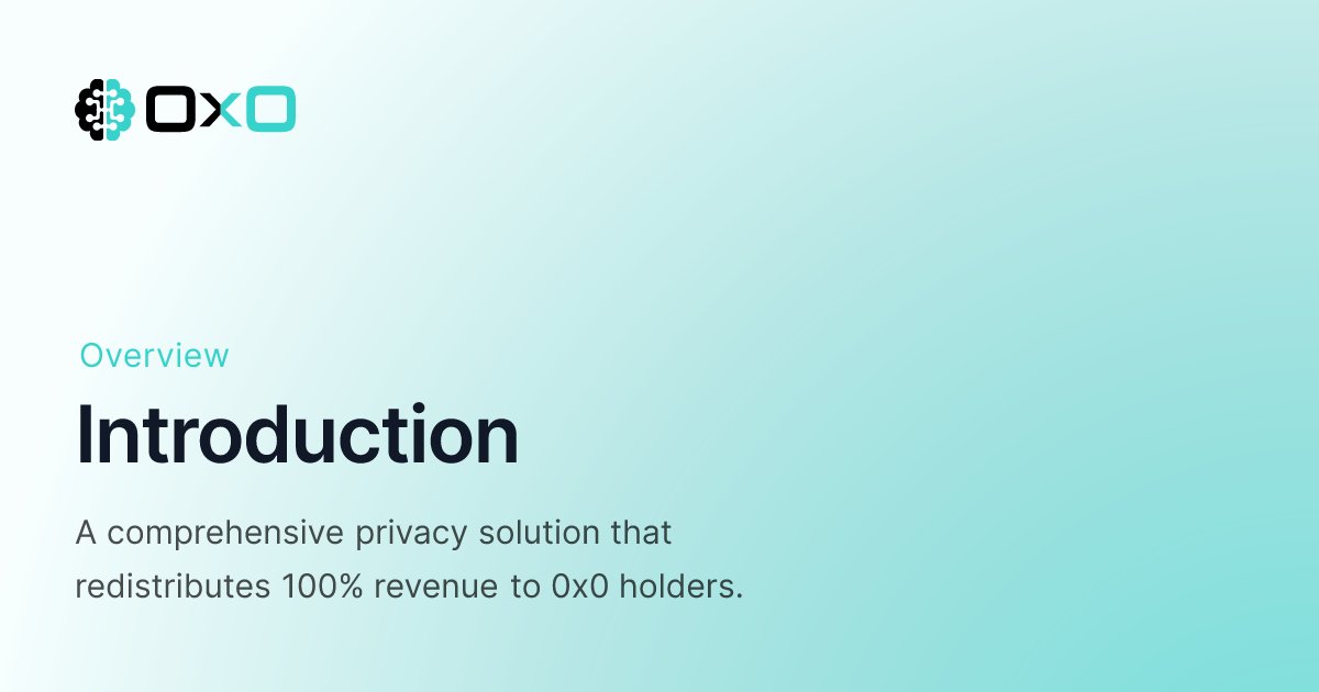 xcyb0rg's tweet card. A comprehensive privacy solution that redistributes 100% revenue to 0x0 holders.