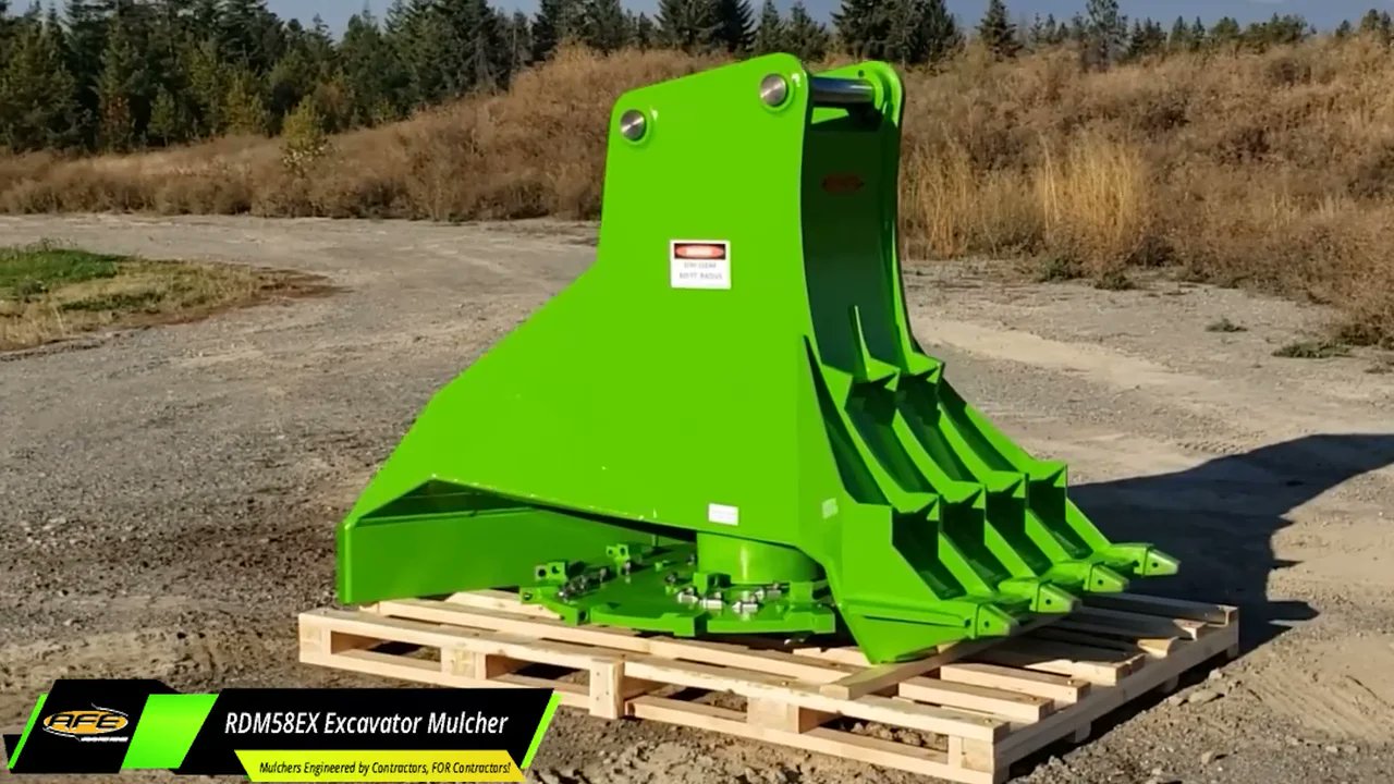AdvancedForest's tweet card. AFE RDM58EX Excavator Forestry Disc Mulcher Walk Around.