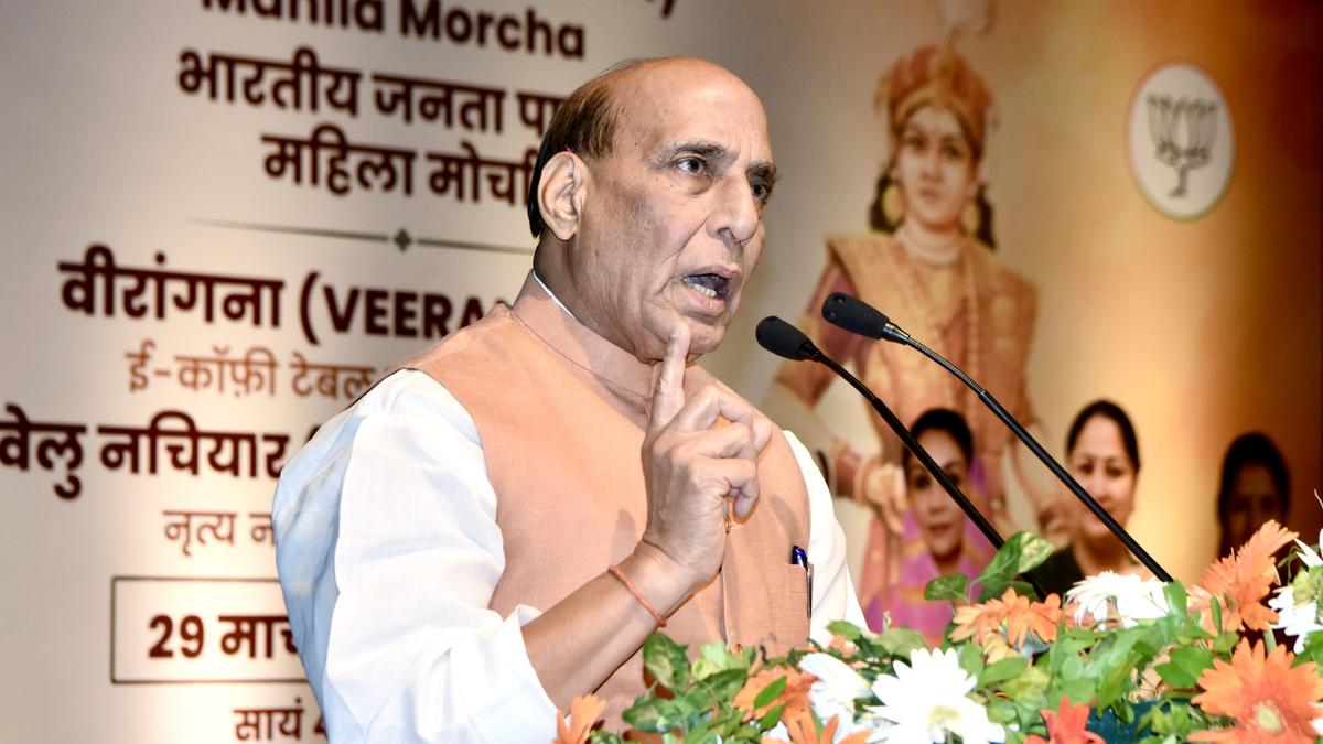 the_hindu's tweet card. Defence Minister Rajnath Singh advocates for unity among Indian languages, emphasizing the strength in diversity and respect for all.