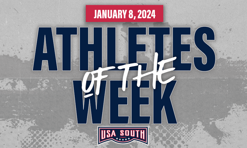 usa_south's tweet card. USA South Athletes of the Week - Jan. 8, 2024