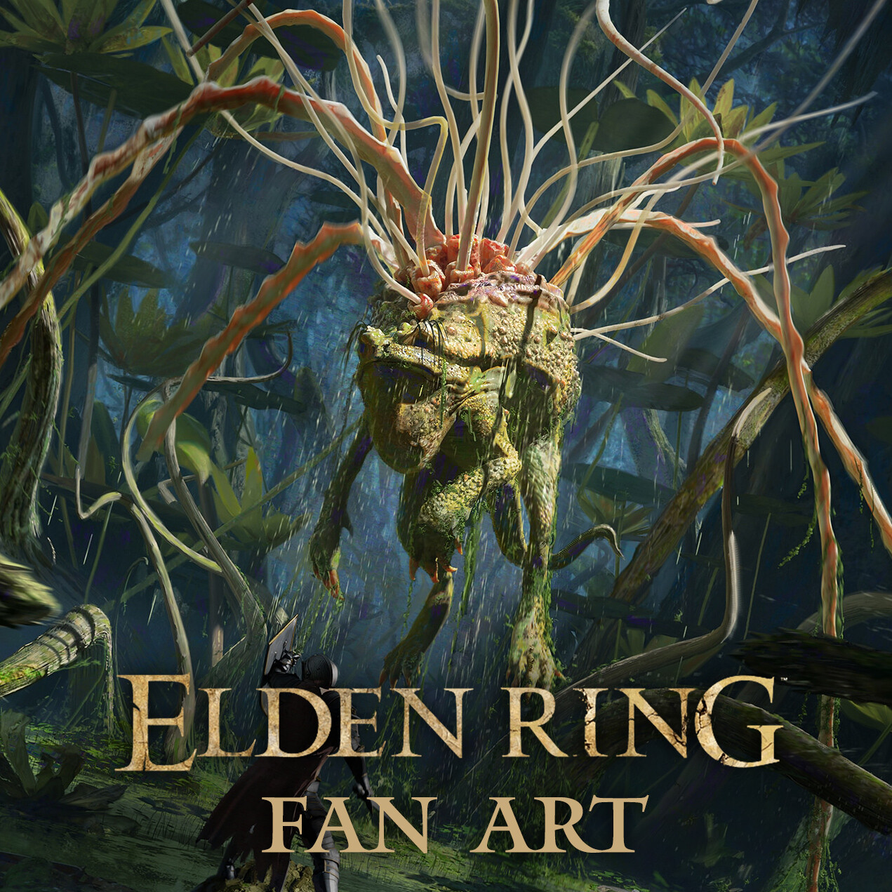 DesignSpartan's tweet card. Here is the second boss in a series of 3, imagined as a tribute to the video game Elden Ring which especially inspired me. I wanted to bring to life an imaginary boss controlling a whole swamp and...
