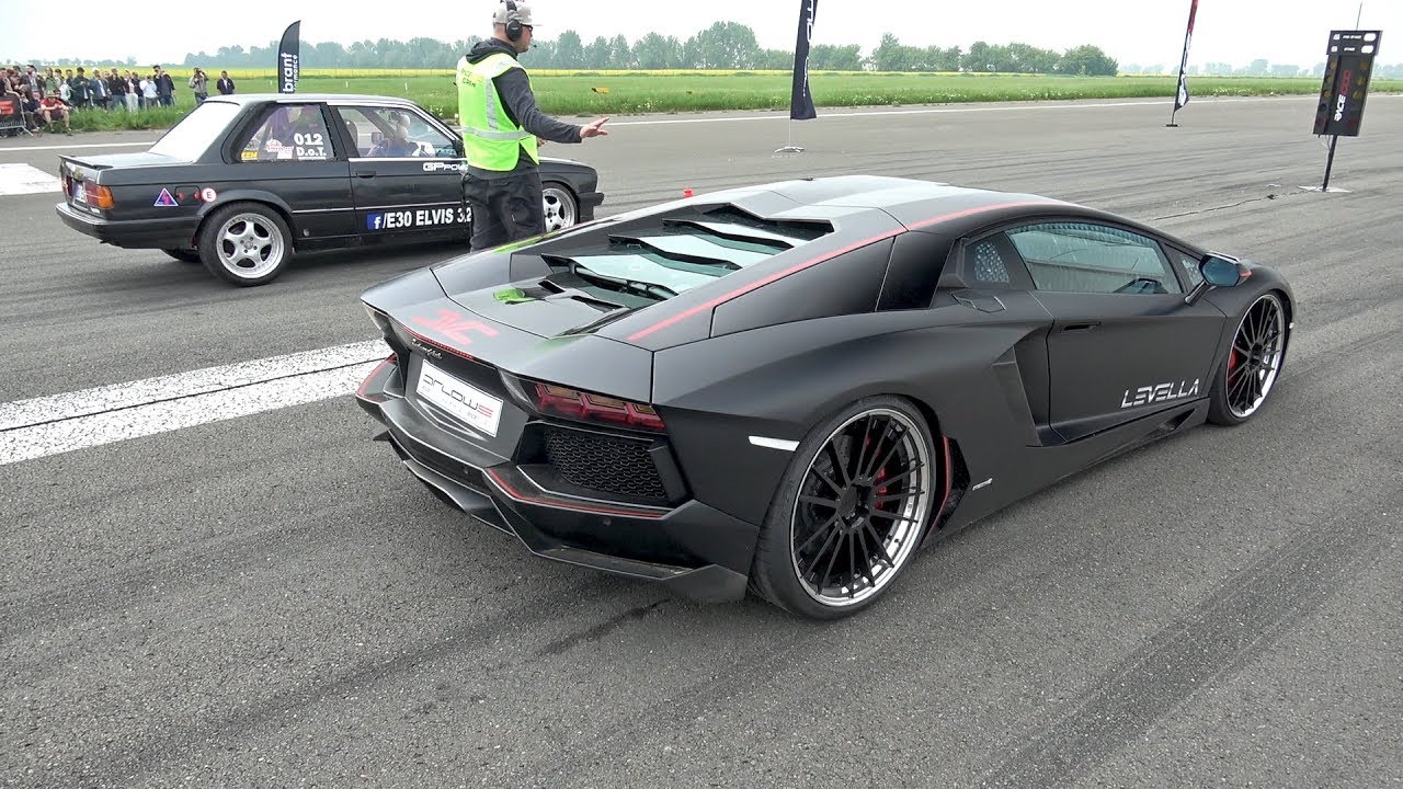 100vibes_dotcom's tweet card. 725HP BMW 325i E30 Turbo vs Lamborghini Aventador LP700-4