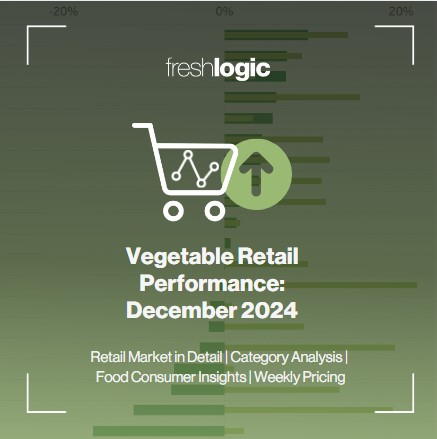 freshlogic's tweet card. Vegetable retail performance for the year ending December 2024 reveals notable shifts, with some categories showing strong growth while others face declines.