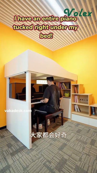 VakadeskFactory's tweet card. Can you imagine I set a Piano under my bed #smallhomedesign #loftbe...