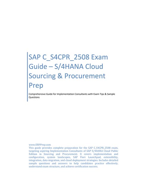 erpprep's tweet card. SAP C_S4CPR_2508 Exam Guide – S/4HANA Cloud Sourcing & Procurement...