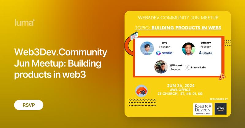 Web3DevC's tweet card. Join us for an night to learn from founders in web3 about opportunities and challenges building in Ethereum ecosystems! Fireside chat with Ye on Sentio :…