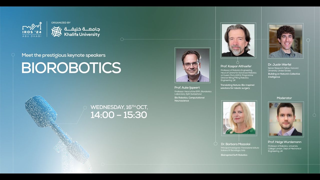 H_Wurdemann's tweet card. IROS 2024 Keynote Session on Biorobotics with Profs Ijspeert,...
