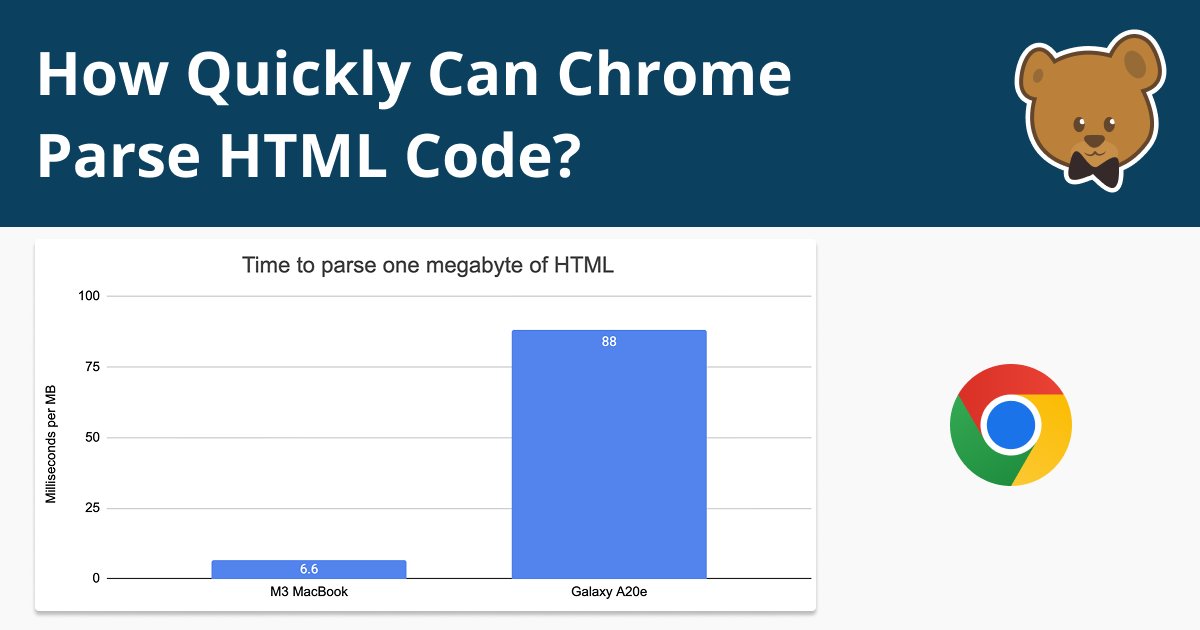 mattzeunert's tweet card. HTML parsing speed speed depends on the processing power of the visitor's device. I collected two quick datapoints.