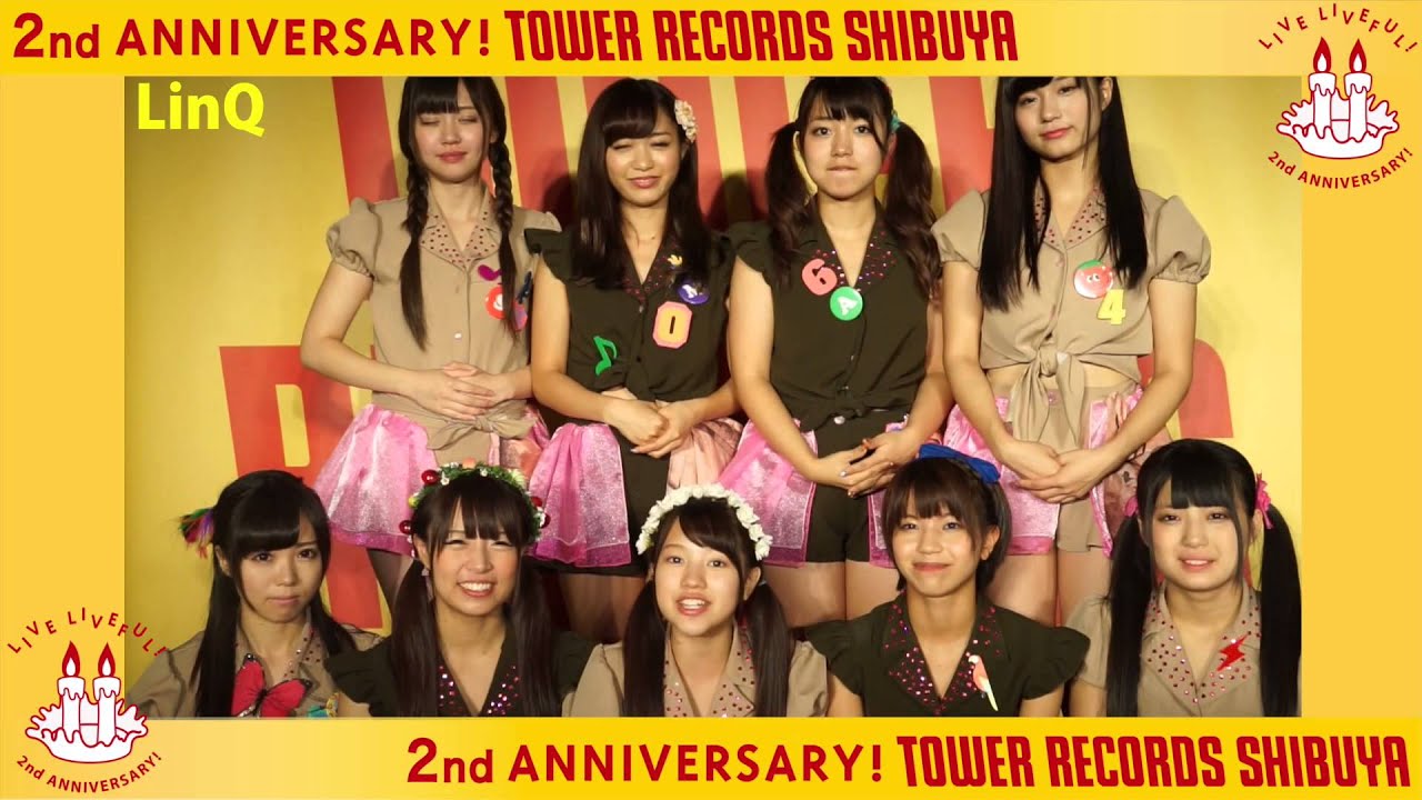 WebDesign0001's tweet card. LinQ タワーレコード渋谷店２周年記念コメント