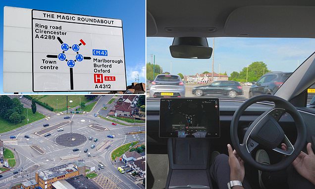 SwindonWeb's tweet card. It has been dubbed 'Britain's most confusing junction', thanks to its complex system of mini-roundabouts. So, how will a self-driving Tesla cope at Swindon's Magic Roundabout?