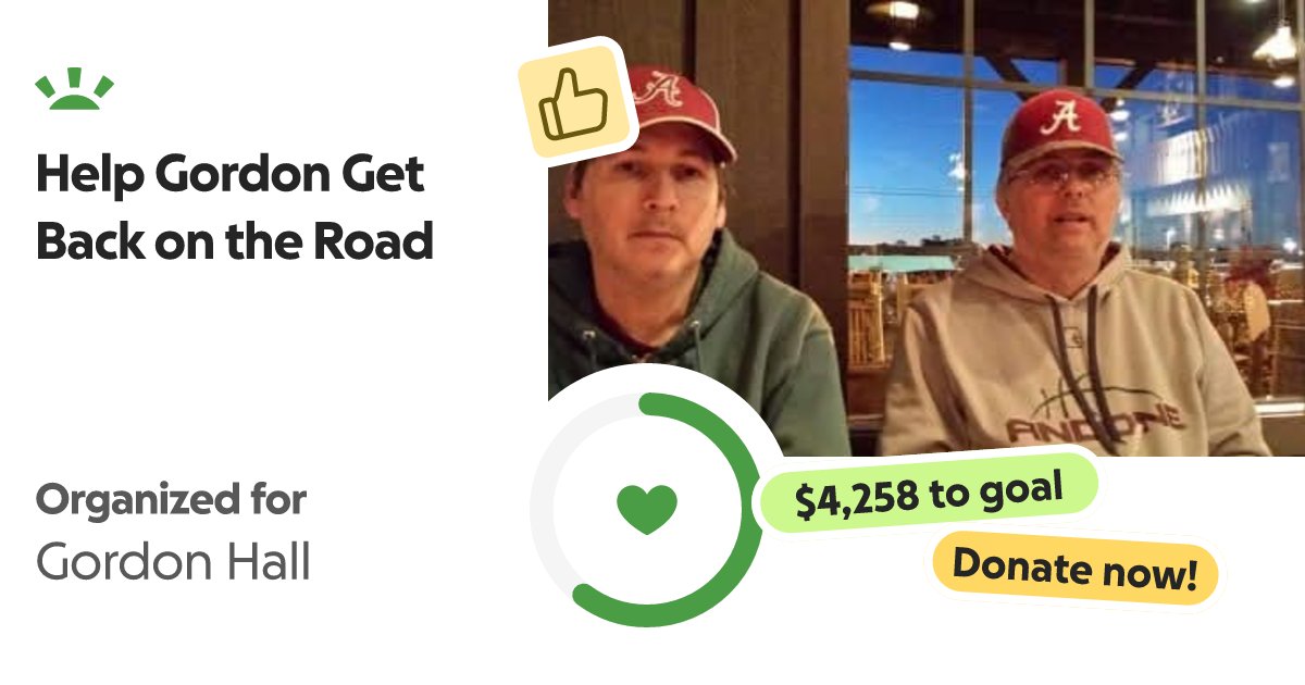 jerryhall889295's tweet card. I'm Vicky Goss & my brother Gordon Hall just turned 65 years old last month and he's worke… Vicky Goss needs your support for Help Gordon Get Back on the Road