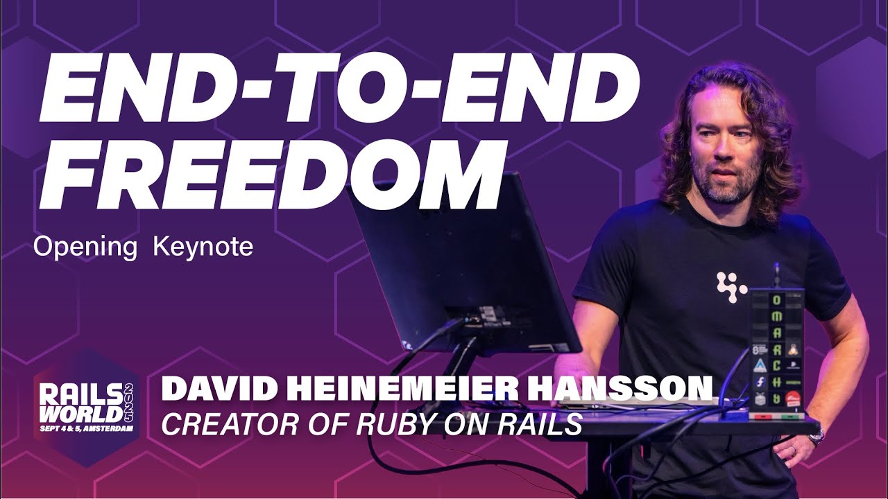 funcoder's tweet card. Rails World 2025 Opening Keynote - David Heinemeier Hansson