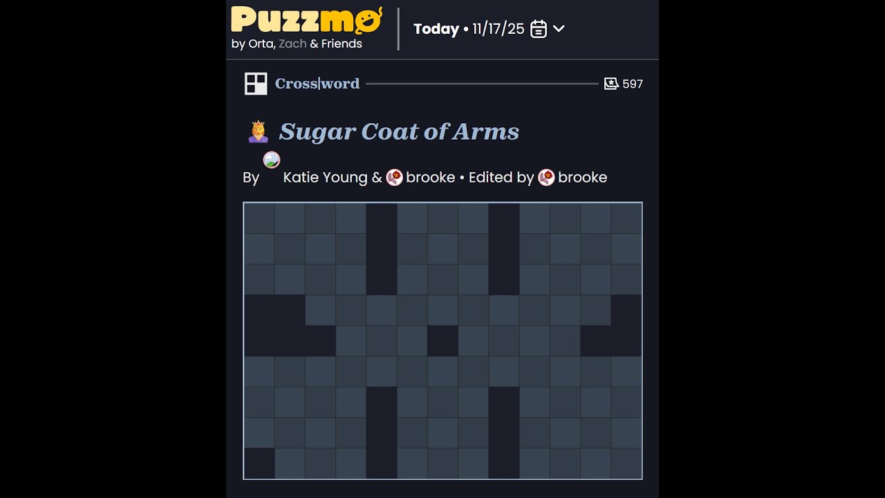 juicyluce9's tweet card. Puzzmo Crossword 17/11/2025