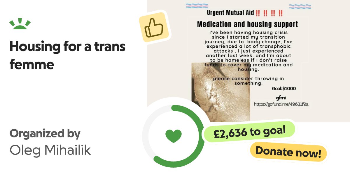captainpronouns's tweet card. In recent times there's been a clamp down on trans girls in Nigeria, we are being targeted an… Oleg Mihailik needs your support for Housing for a trans femme