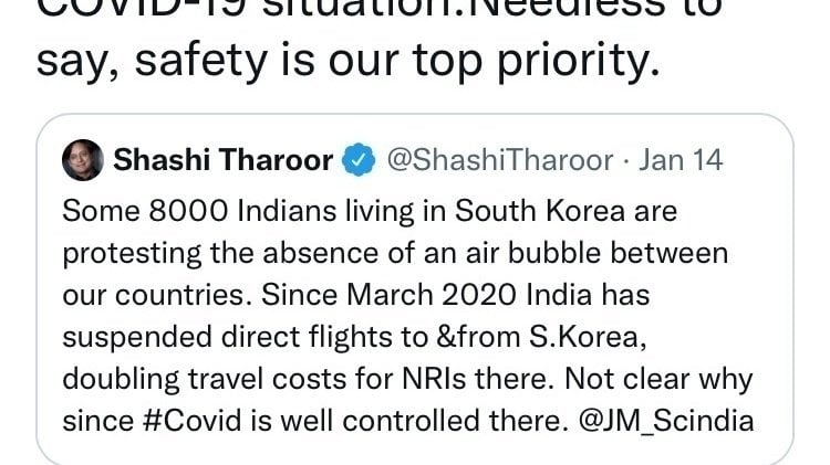 tojeevankumar's tweet card. Start Air bubble between South Korea and India