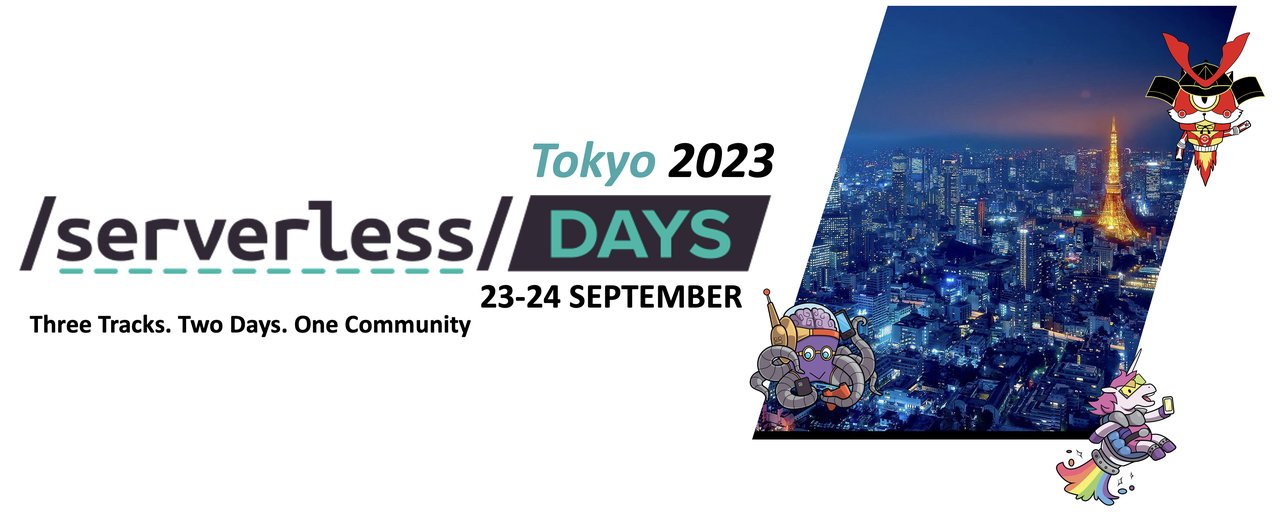 serverlessjp's tweet card. # (4年ぶりのオンサイト開催！) 真のサーバーレスアーキテクチャについて語り、最新のエッジコンピューティングや生成系AIのサーバーレス実装を学び、クラウドネイティブで高速な開発プラクティスと向き合う2日間 # Introduction ## Everything will be SERVERLESS 今年のServerlessDays Tokyoは4年ぶりのオンサイト開催 DAY2(9/2...